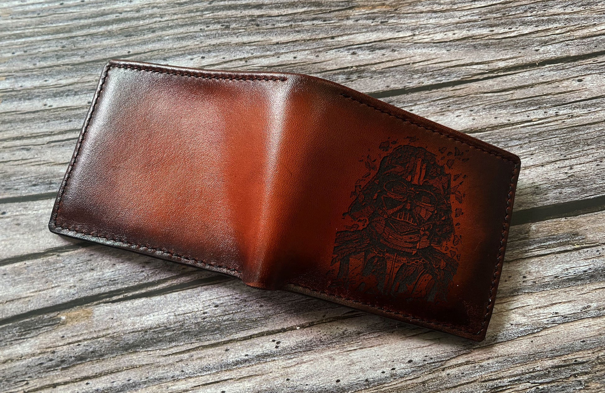 Darth Vader leather men wallet, starwars gift for men, custom engraving wallet, birthday present for starwars fan, wallet for boy