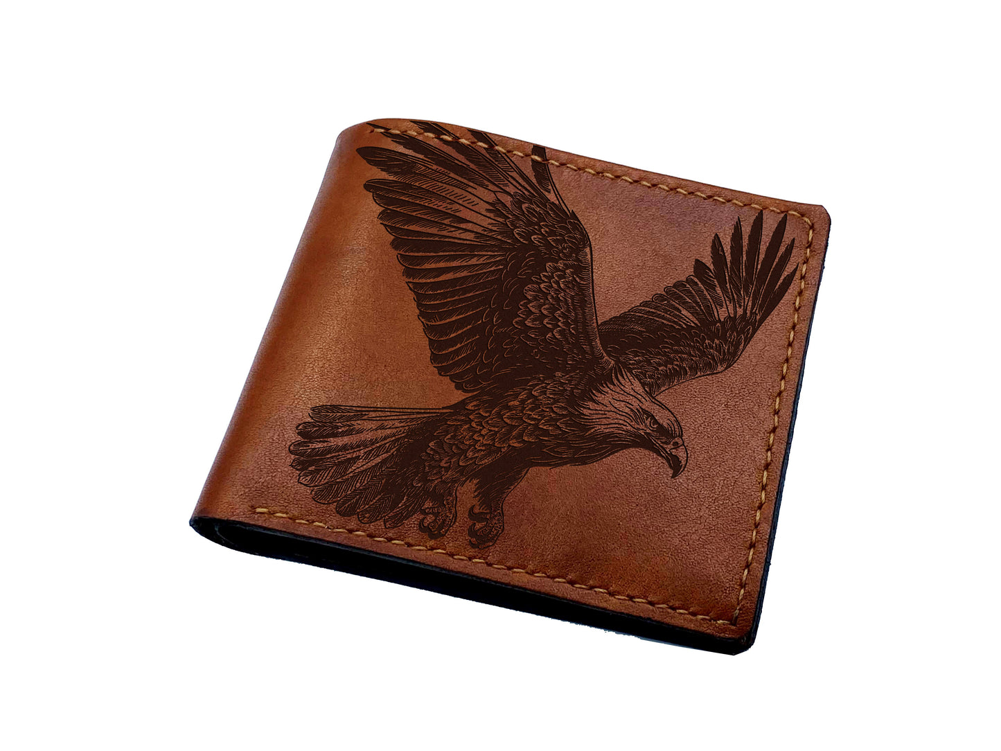 American Eagle drawing leather men's wallet, animal bird predator leather bag, Eagle men's gift, wallet for dad, husband, valentines gift