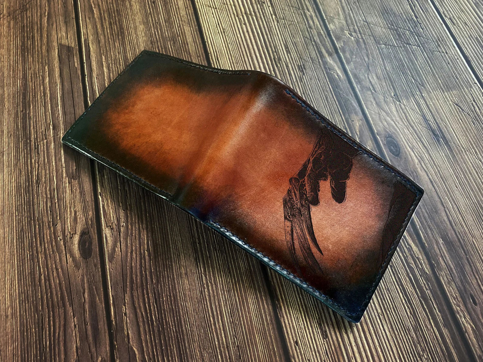 Freddy Krueger handmade men's wallet, custom engrave wallet, horror characters leather wallet, gift ideas for him, Nightmare on Helm Street