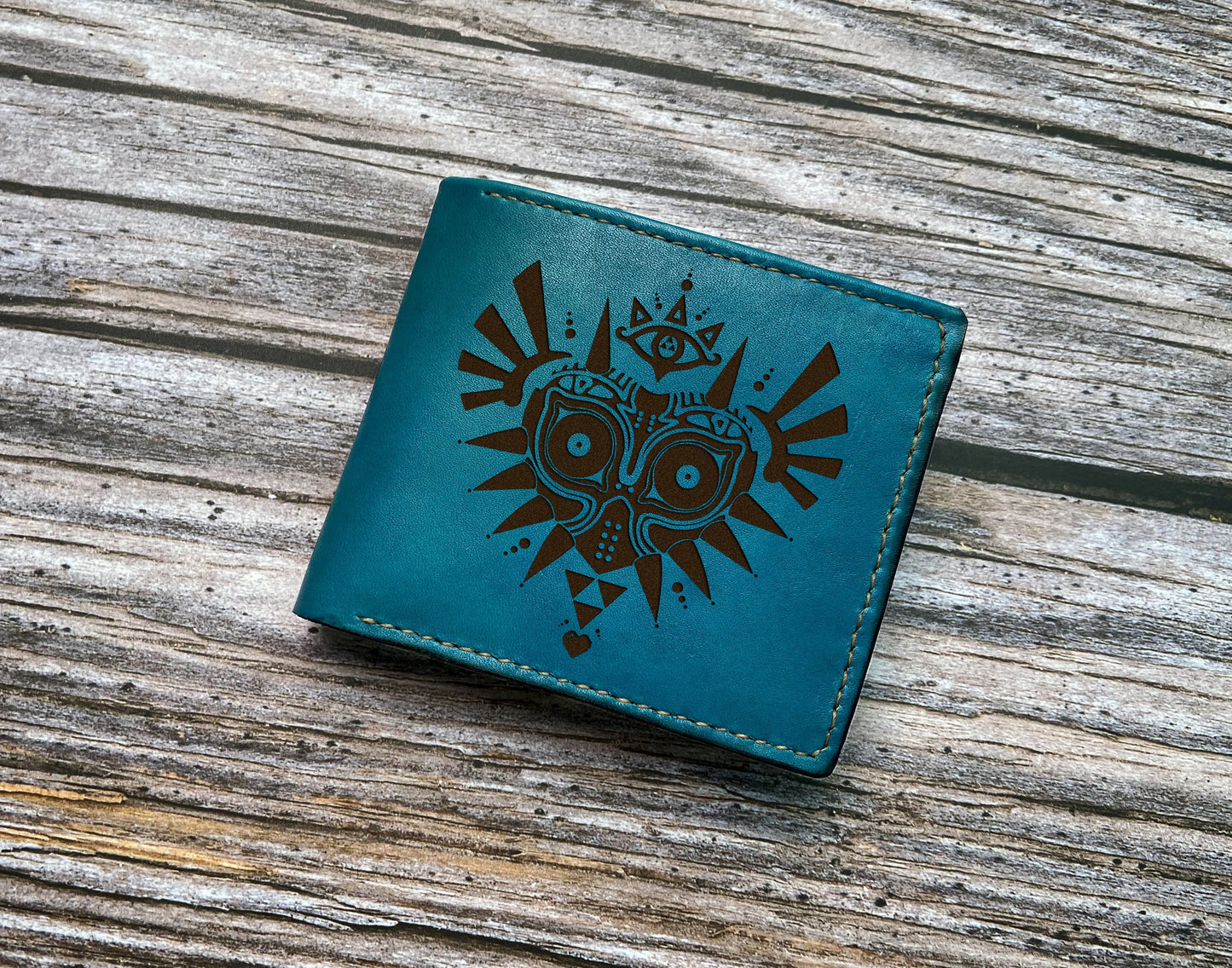 Personalized leather men's wallet, Majora Mask leather wallet, Majora mask gift for men, Legend of Zelda men present
