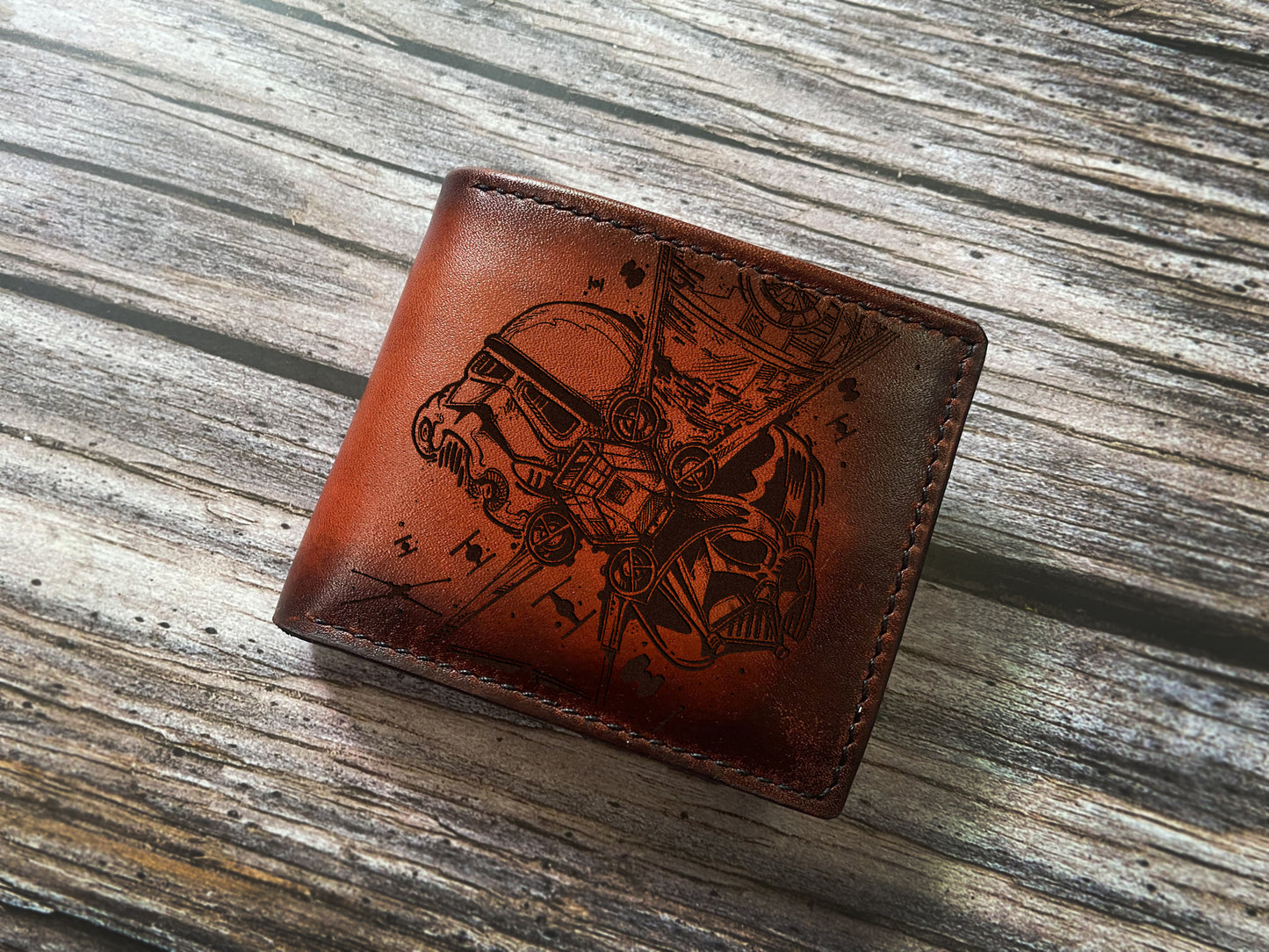 Starwars leather gift for men, Darth Vader art present, customized wallet for dad, Starwars anniversary present, birthday gift for boy