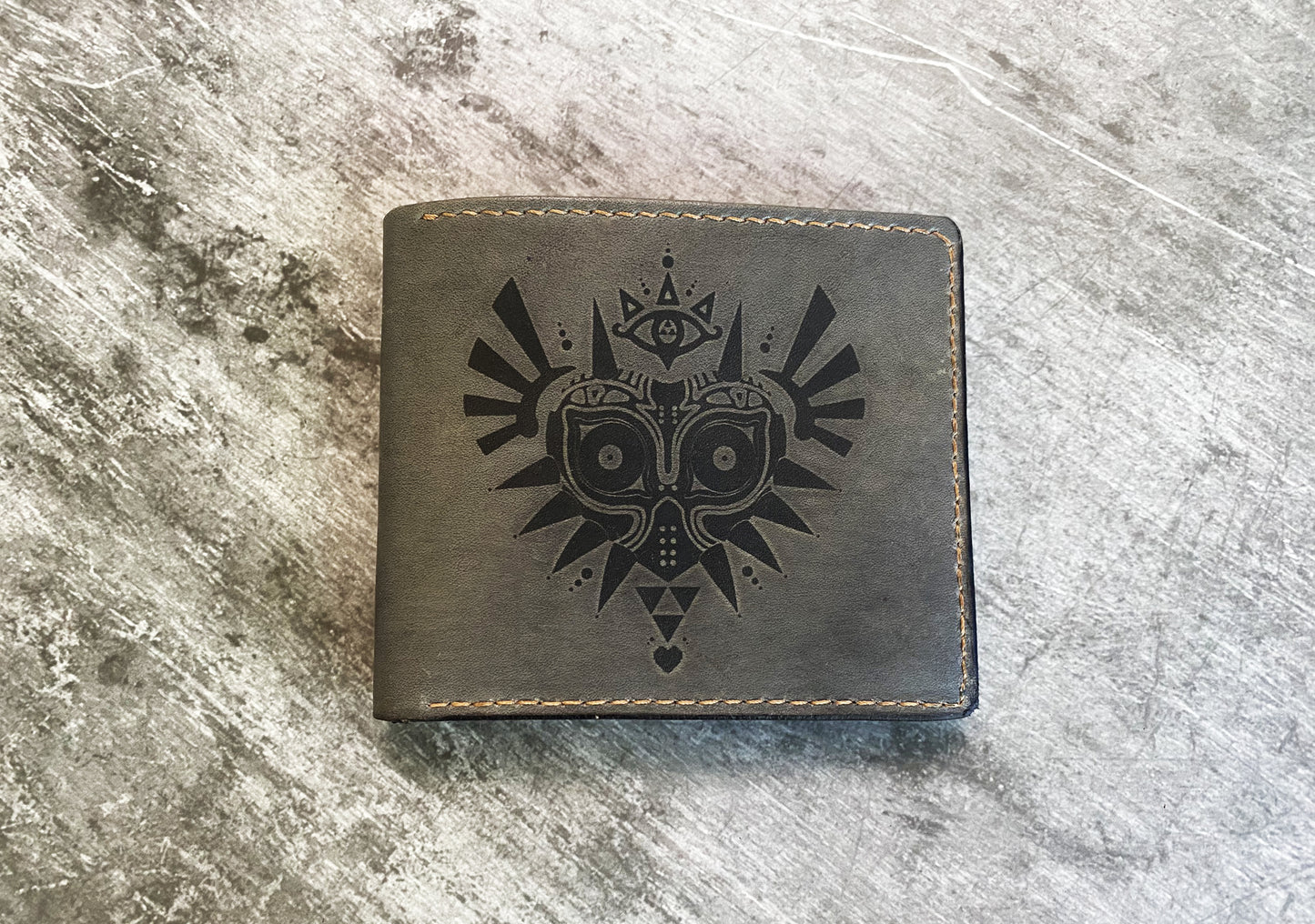 Personalized leather men's wallet, Majora Mask leather wallet, Majora mask gift for men, Legend of Zelda men present