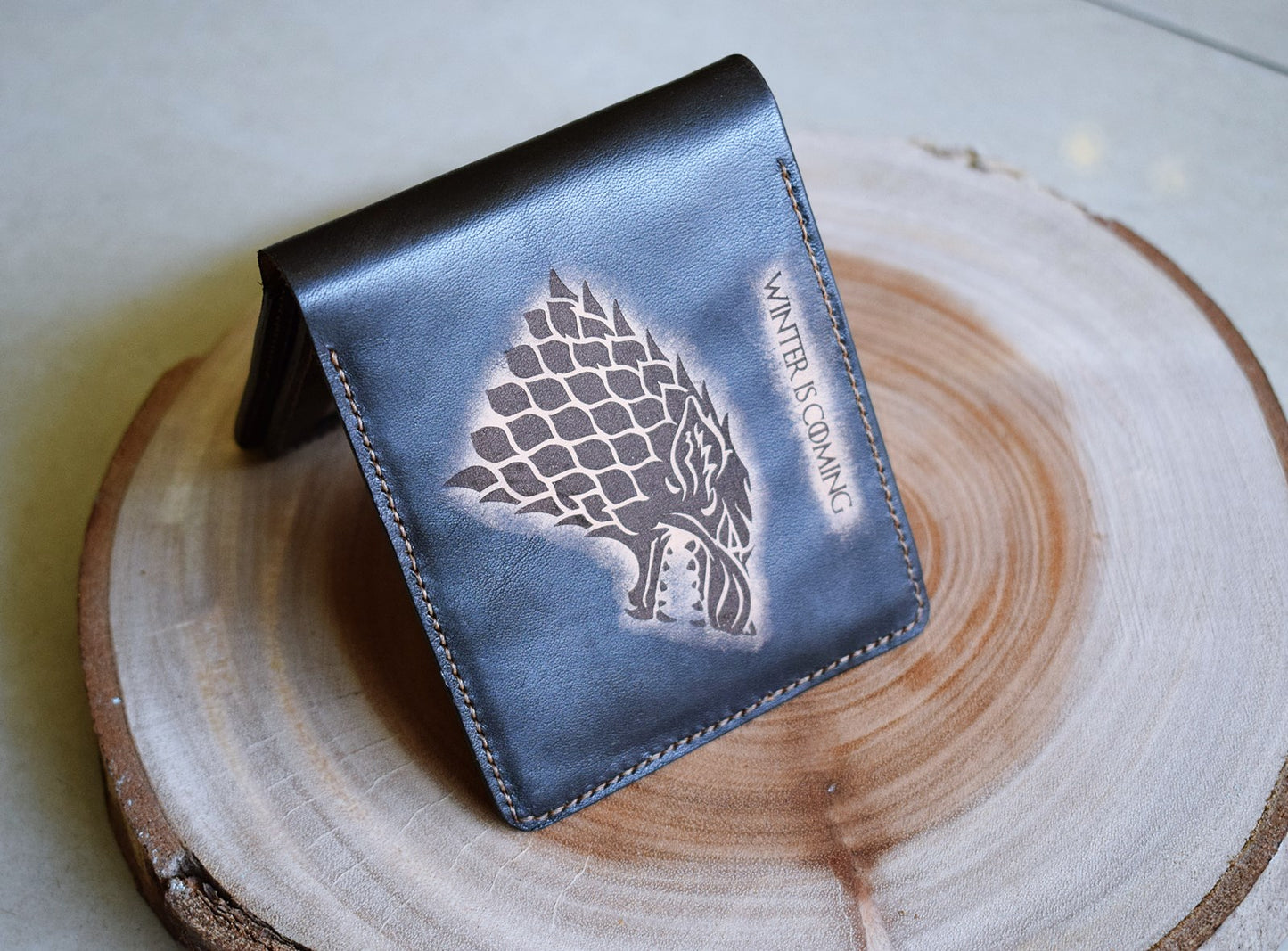 Mayan Corner - Game of Thrones leather men's wallet, men's gift ideas, personalized gift for him, anniversary present - House Stark Logo