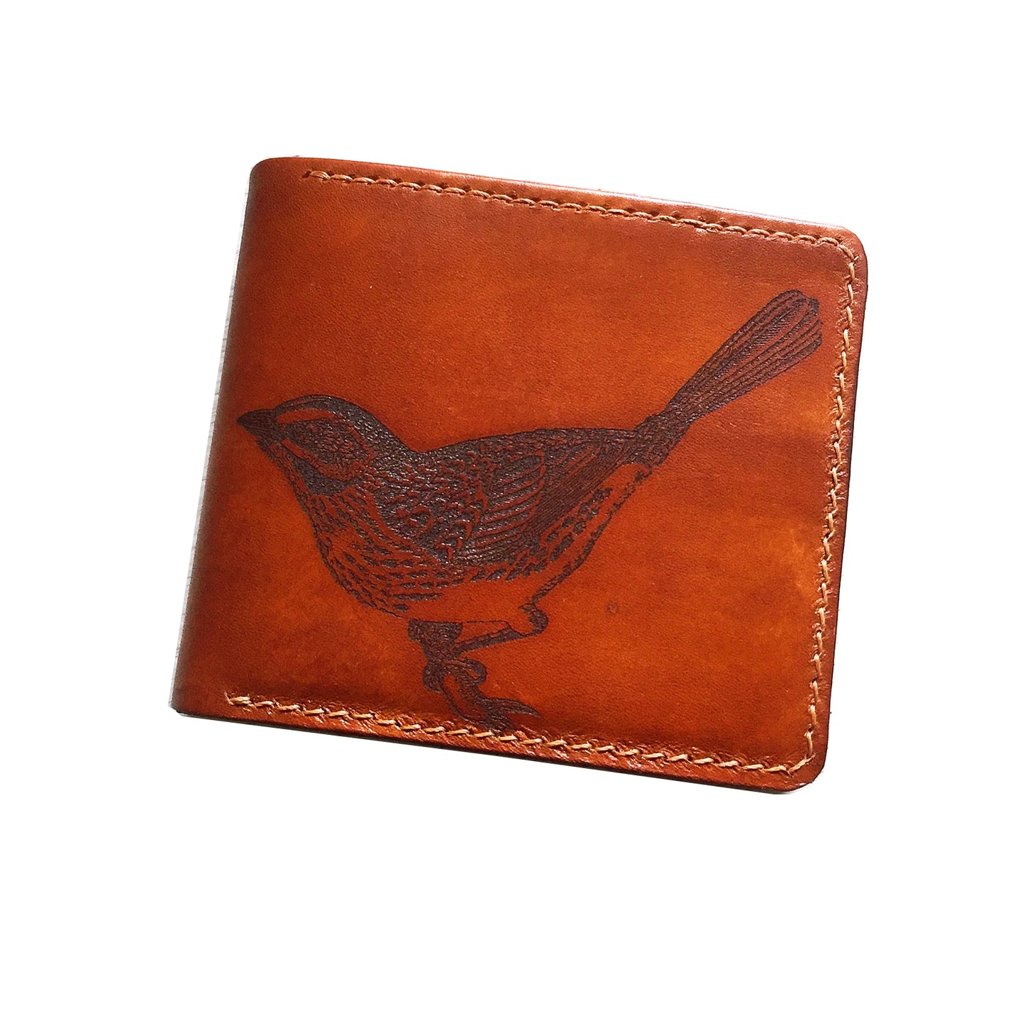 Mayan Corner - Drawing bird leather handmade men's wallet, custom gifts for him, father's day gifts, anniversary gift for men
