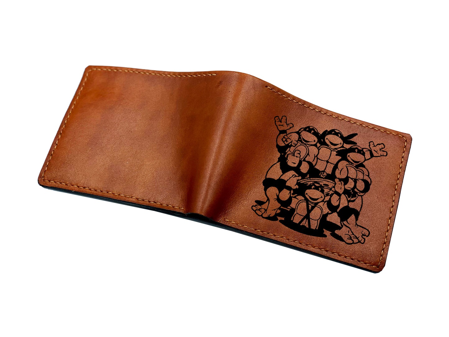 Mayan Corner - Personalized genuine leather handmade wallet, leather gift ideas for him, ninja turtle leather art wallet - 0111221