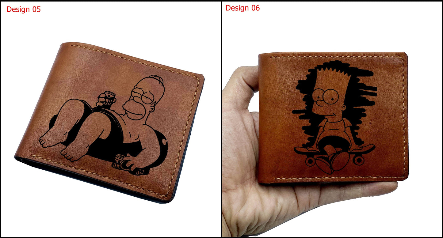 Mayan Corner - Bart Simpson movie characters leather gift, The Simpsons movie leather art, cute leather wallet, christmast gift ideas for men