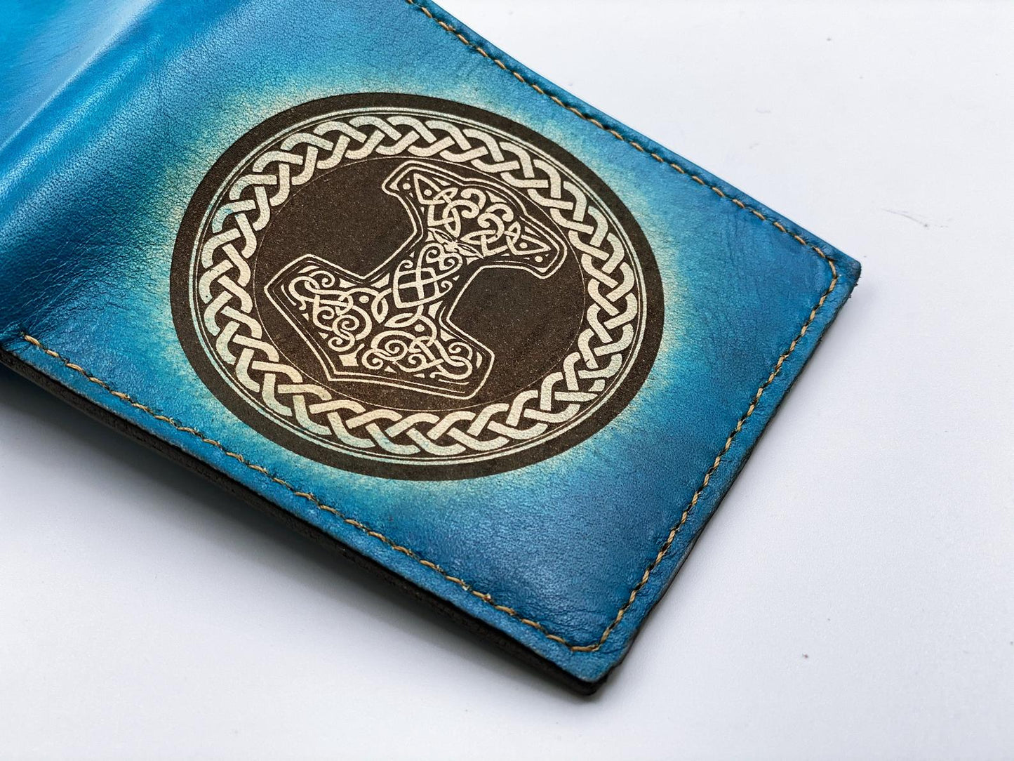 Mayan Corner - Thor's hammer mjolnir leather handmade men's wallet, custom gifts for him, father's day gifts, anniversary gift for men
