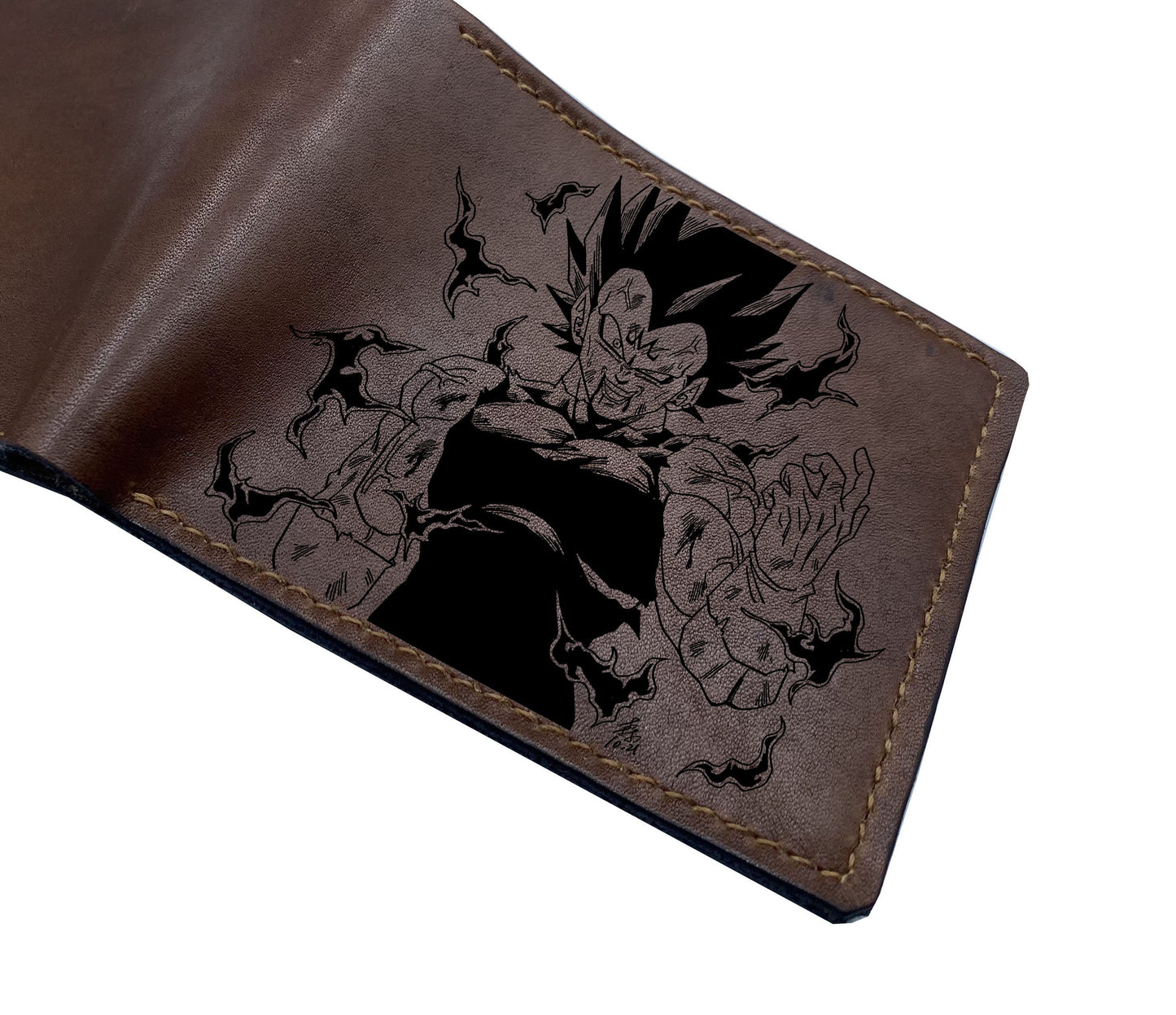 Mayan Corner - Dragon ball characters drawing leather wallet, fan art leather gift for men, wallet for him, leather anniversary present ideas - Majin Buu