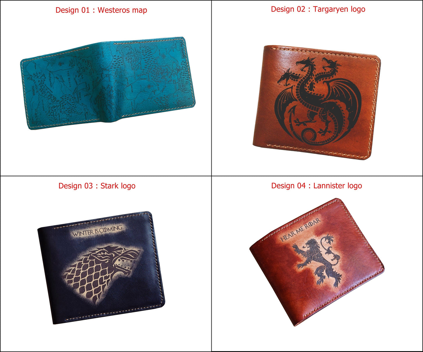 Mayan Corner - Game of Thrones leather men's wallet, men's gift ideas, personalized gift for him, anniversary present - House Targaryen Logo
