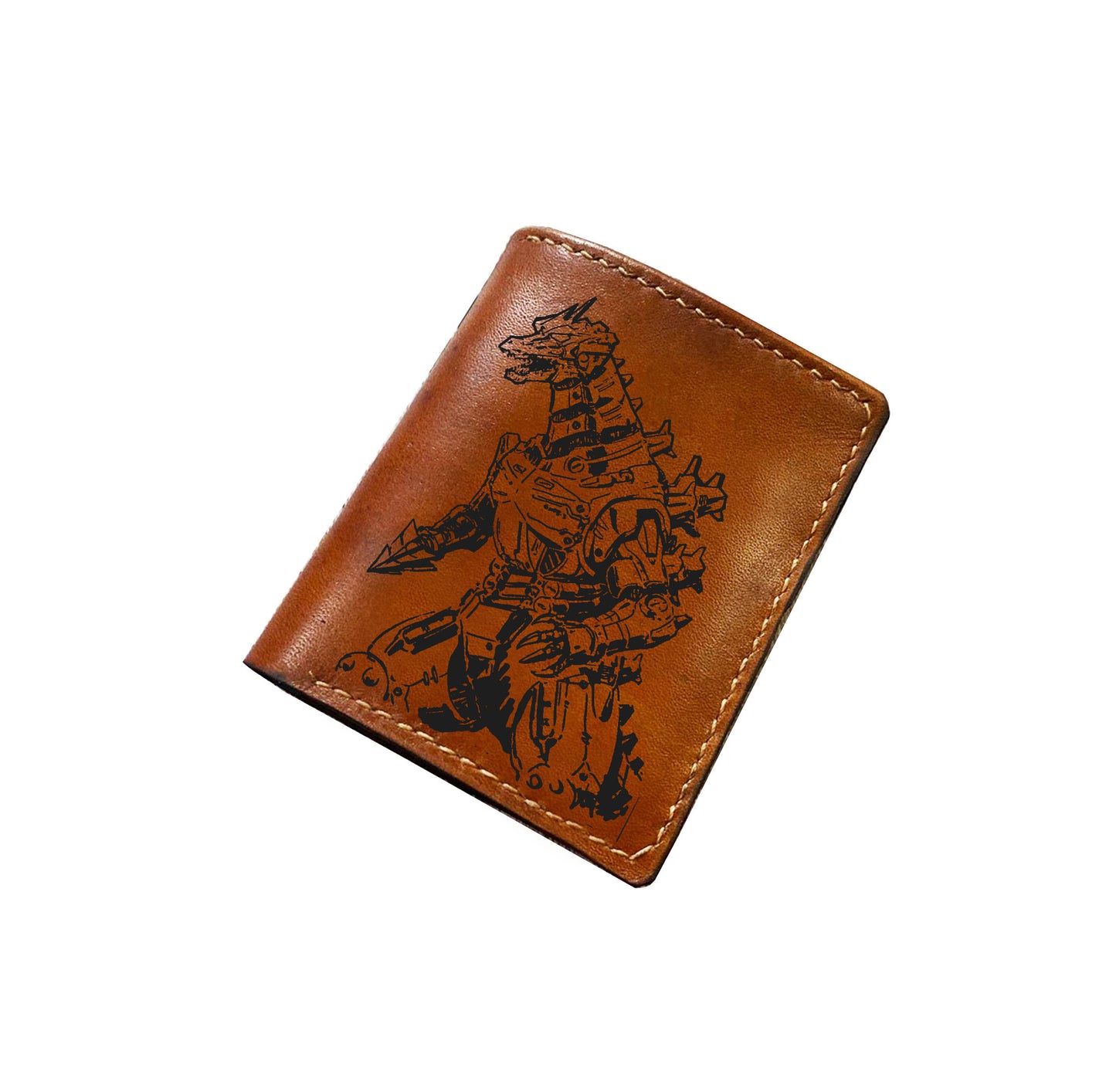 Mayan Corner - Classic Godzilla painting leather wallet, customized wallet for him, christmas leather present ideas for men