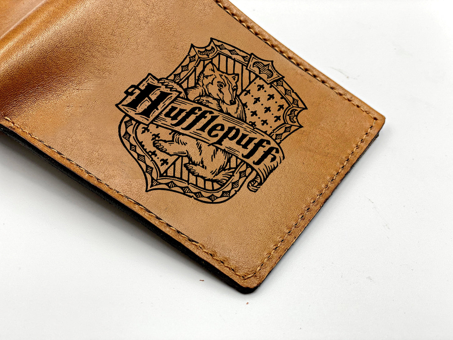 Mayan Corner - Custom leather wallet, Harry Porter Hogwarts School of Witchcraft and Wizardry logo houses wallet, leather gift for boyfriend