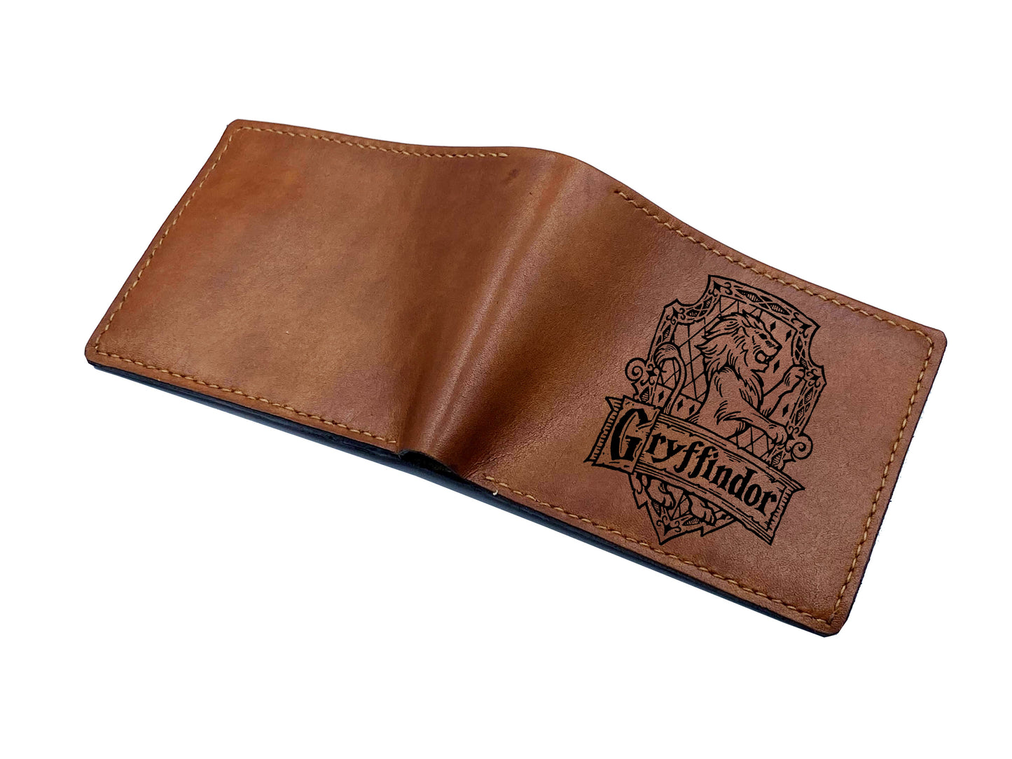 Mayan Corner - Harry Porter leather men wallet, Hogwarts houses logo engraving wallet, customized leather gift for dad, brother, husband