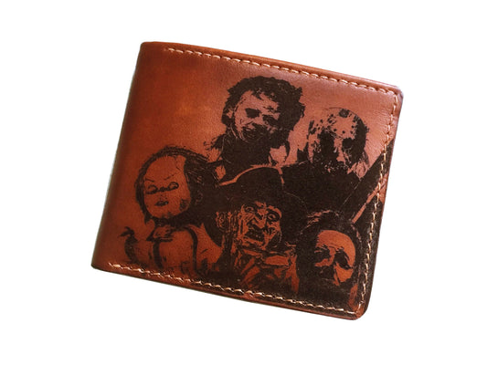 Mayan Corner - Horror characters leather handmade men's wallet, custom gifts for him, father's day gifts, anniversary gift for men