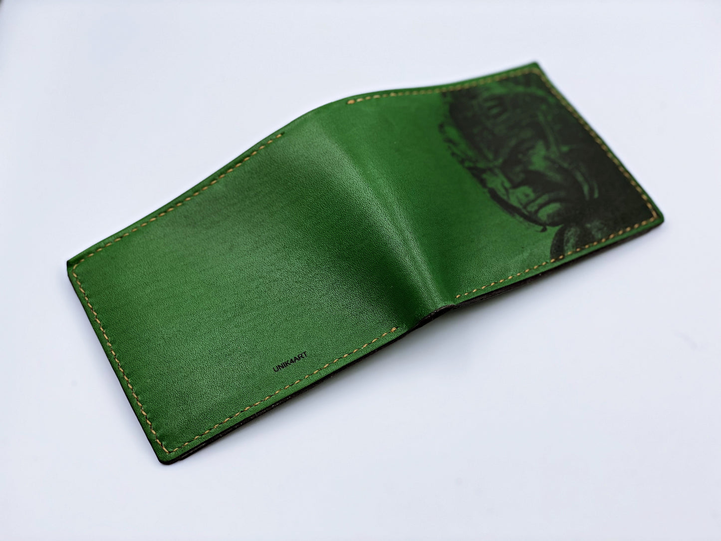 Mayan Corner - Hulk the Green warrior superheroes leather handmade men's wallet, custom gifts for him, father's day gifts