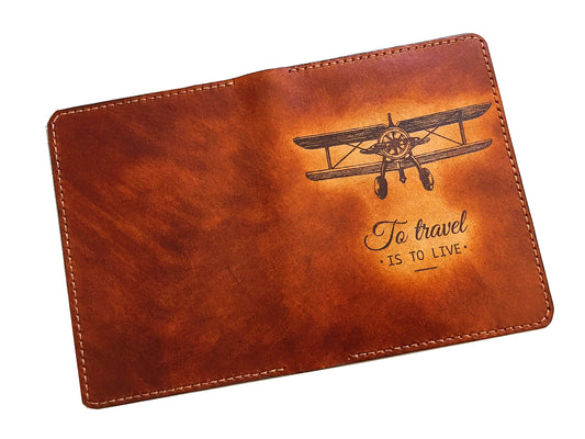 Personalized Travel Airplane Leather Passport Wallet, Passport Cover, Passport Holder, Custom family travel gift, Anniversary gift ideas