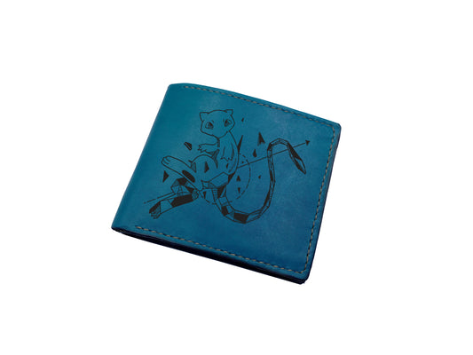 Mayan Corner - Pokemon geometric art leather wallet, customized leather gift for men, pokemon gift ideas - Mewtwo PK27101