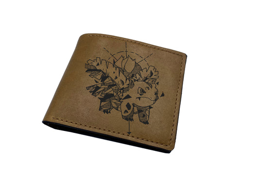 Mayan Corner - Pokemon geometric art leather wallet, customized leather gift for men, pokemon gift ideas - Bulbasaur PK27102