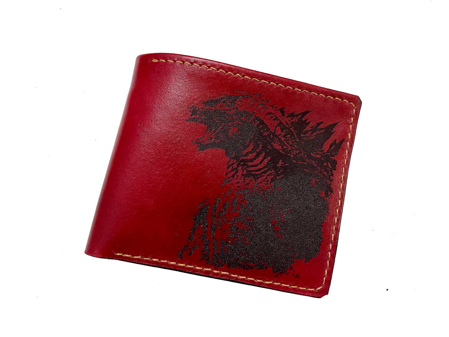 Mayan Corner - Godzilla King of the Monster leather handmade men's wallet, custom gifts for him, father's day gifts