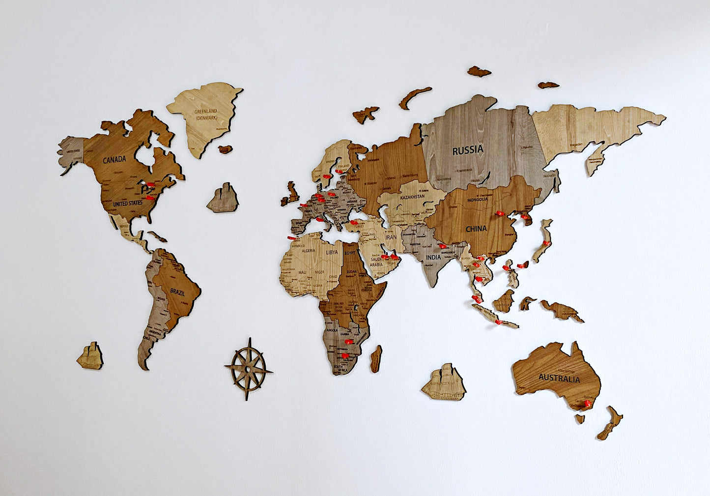 Wooden World Map, Wood Map, Wall Art Decor, Map of Australia