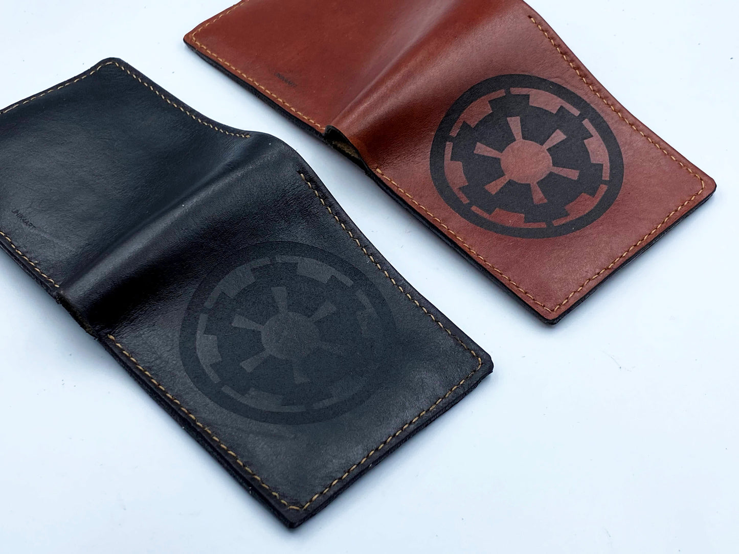 Mayan Corner - Starwars Imperial Crest logo custom leather handmade men's wallet, unique present for men, anniversary gifts for husband, boyfriend, father, brother