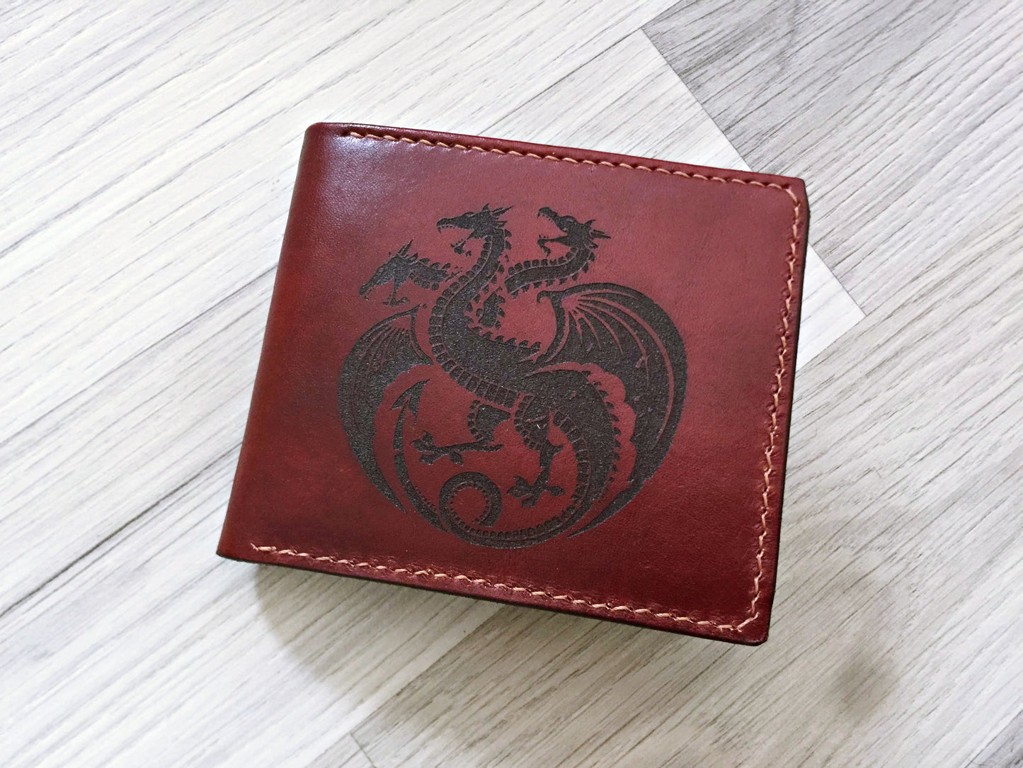 Mayan Corner - Game of Thrones leather men's wallet, men's gift ideas, personalized gift for him, anniversary present - House Targaryen Logo