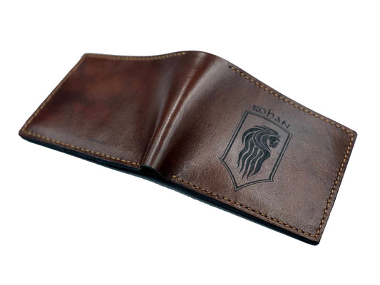 Mayan Corner - Personalized leather handmade wallet, The Lord of the Rings wallet, Rohan horse The Rohirrim leather art, lord of the rings leather gift for dad, birthday gift idea for husband, boyfriend