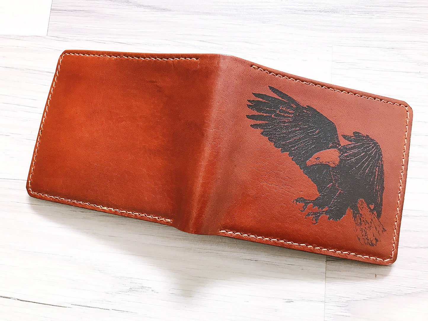 Mayan Corner - Eagle animal leather handmade men's wallet, custom gifts for him, father's day gifts, anniversary gift for men