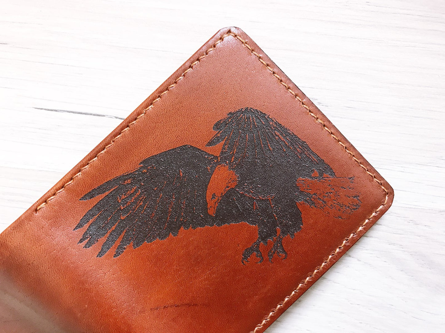 Mayan Corner - Eagle animal leather handmade men's wallet, custom gifts for him, father's day gifts, anniversary gift for men
