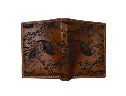 Mayan Corner - Personalized japan tradition pattern wallet, genuine leather men's wallet, bifold mini card wallet, gift for men