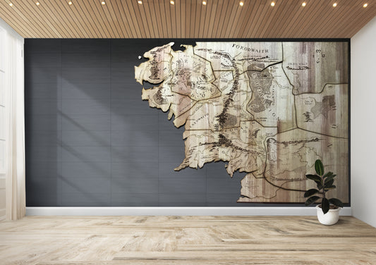 Wooden map wall decor - The lord of the rings map, middle Earth wooden map wall decoration, customized wooden map, housewarming gift ideas