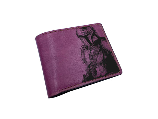 Christmas gifts idea for men, Customized leather wallet for dad, Starwars Mandalorian wallet, genuine leather bifold card wallet