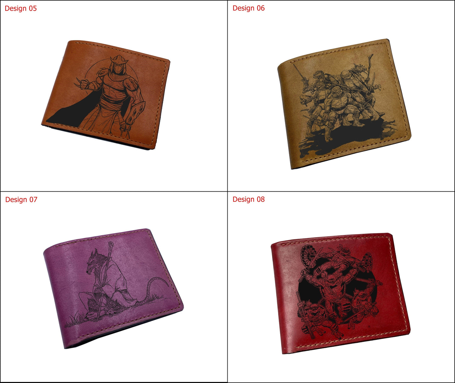 Mayan Corner - Personalized genuine leather handmade wallet, leather gift ideas for him, ninja turtle leather art wallet - 01112216
