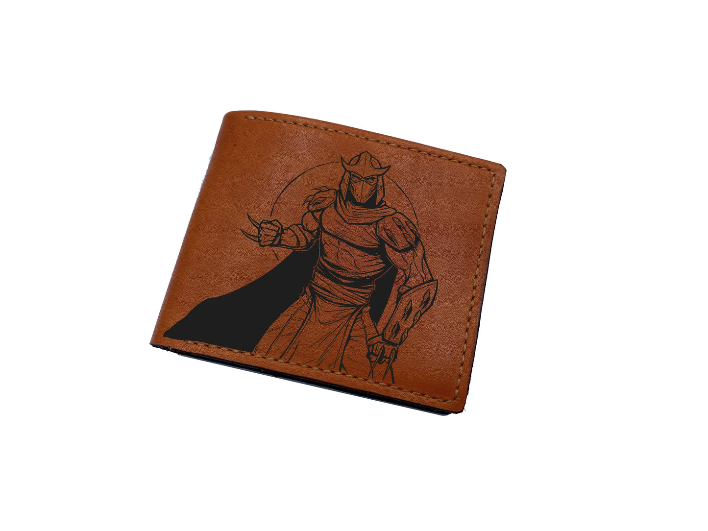 Mayan Corner - Personalized genuine leather handmade wallet, leather gift ideas for him, ninja turtle leather art wallet - Shredder - 01112212
