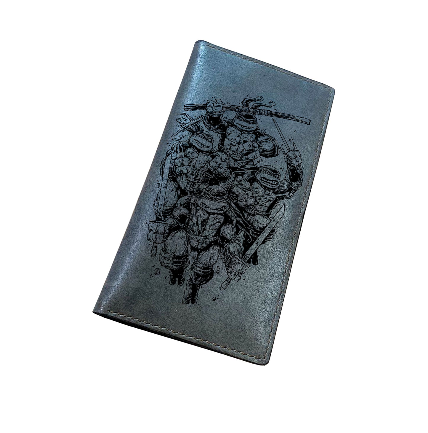 Mayan Corner - Personalized genuine leather handmade wallet, leather gift ideas for him, ninja turtle leather art wallet - master splinter - 01112213