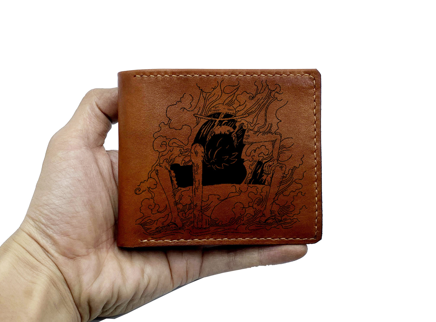 Mayan Corner - Personalized leather handmade wallet, One piece anime Japan leather gift, One piece pirate wallet for dad, boyfriend