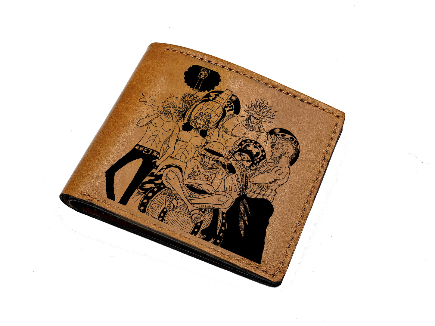 Mayan Corner - One Piece anime leather wallet, bifold anime wallet, custom leather gift for boyfriend, cool wallet for father, husband