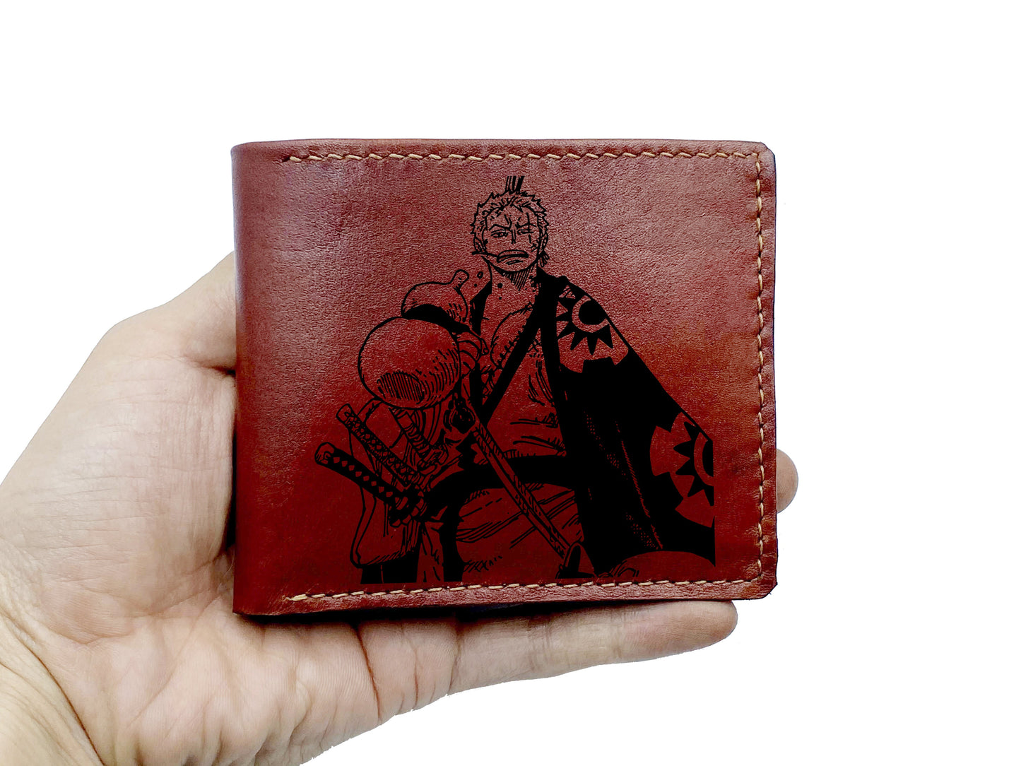 Mayan Corner - Personalized leather handmade wallet, One piece anime Japan leather gift, One piece pirate wallet for dad, boyfriend
