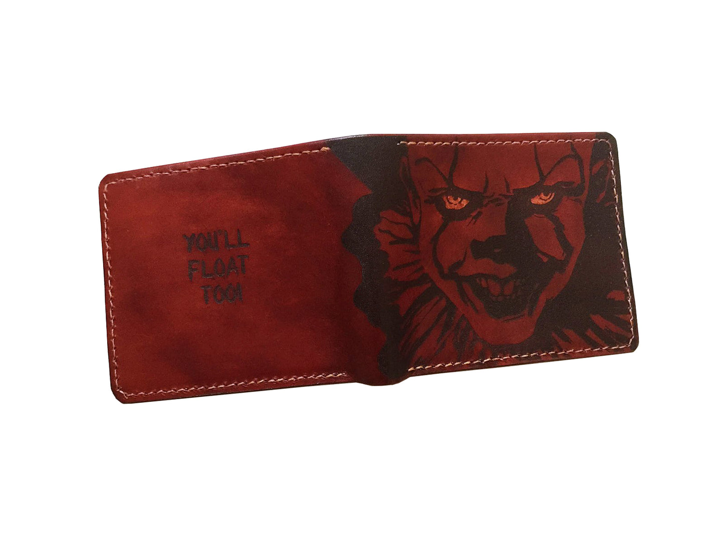 Mayan Corner - Pennywise IT halloween horror leather handmade men's wallet, horror movie men's present, personalized horror gifts for him, father, husband