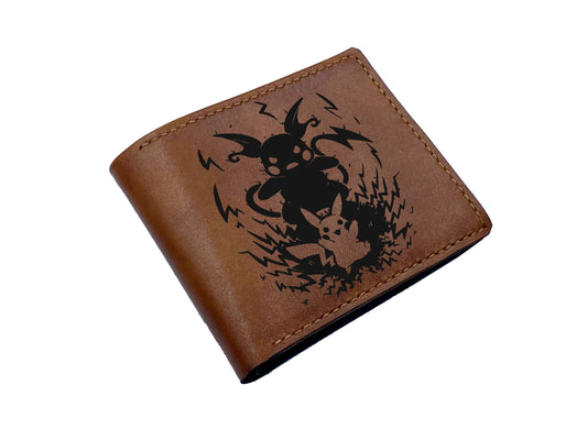 Mayan Corner - Custom pokemon leather gift, pokemon evolution art wallet, pokemon gift for men, handmade leather wallet, bulbasaur evolution draw present, gift for him