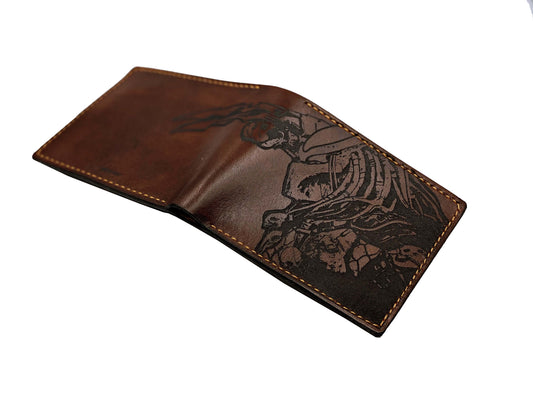 Mayan Corner - Predator monster leather handmade men's wallet, custom gifts for him, father's day gifts, anniversary gift for men