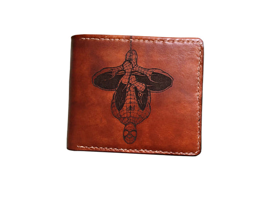 Mayan Corner - Spiderman Peter Parker leather handmade men's wallet, custom superheroes gifts for him, father's day gifts