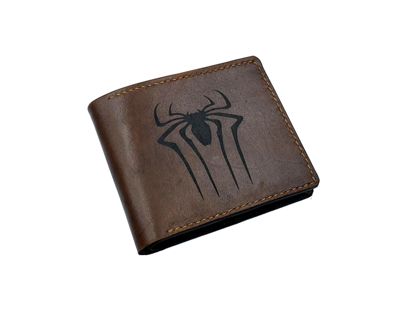 Mayan Corner - Superheroes leather handmade wallet, customized men's wallet, Leather gift ideas for men - Spiderman logo wallet