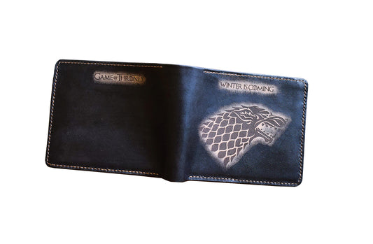 Mayan Corner - Game of Thrones leather men's wallet, men's gift ideas, personalized gift for him, anniversary present - House Stark Logo