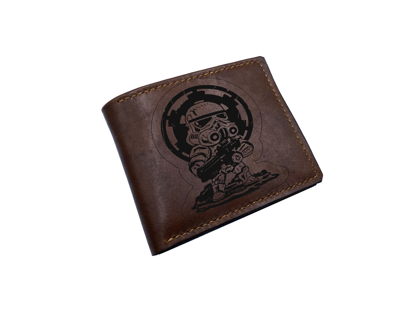 Custom leather gift for him, wallet for dad, cool leather present for boyfriend, starwars movie characters wallet
