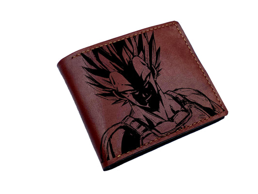 Mayan Corner - Vegeta princess Super Saiyan leather wallet, dragon ball leather art present, leather anniversary gift for him, christmas gift ideas