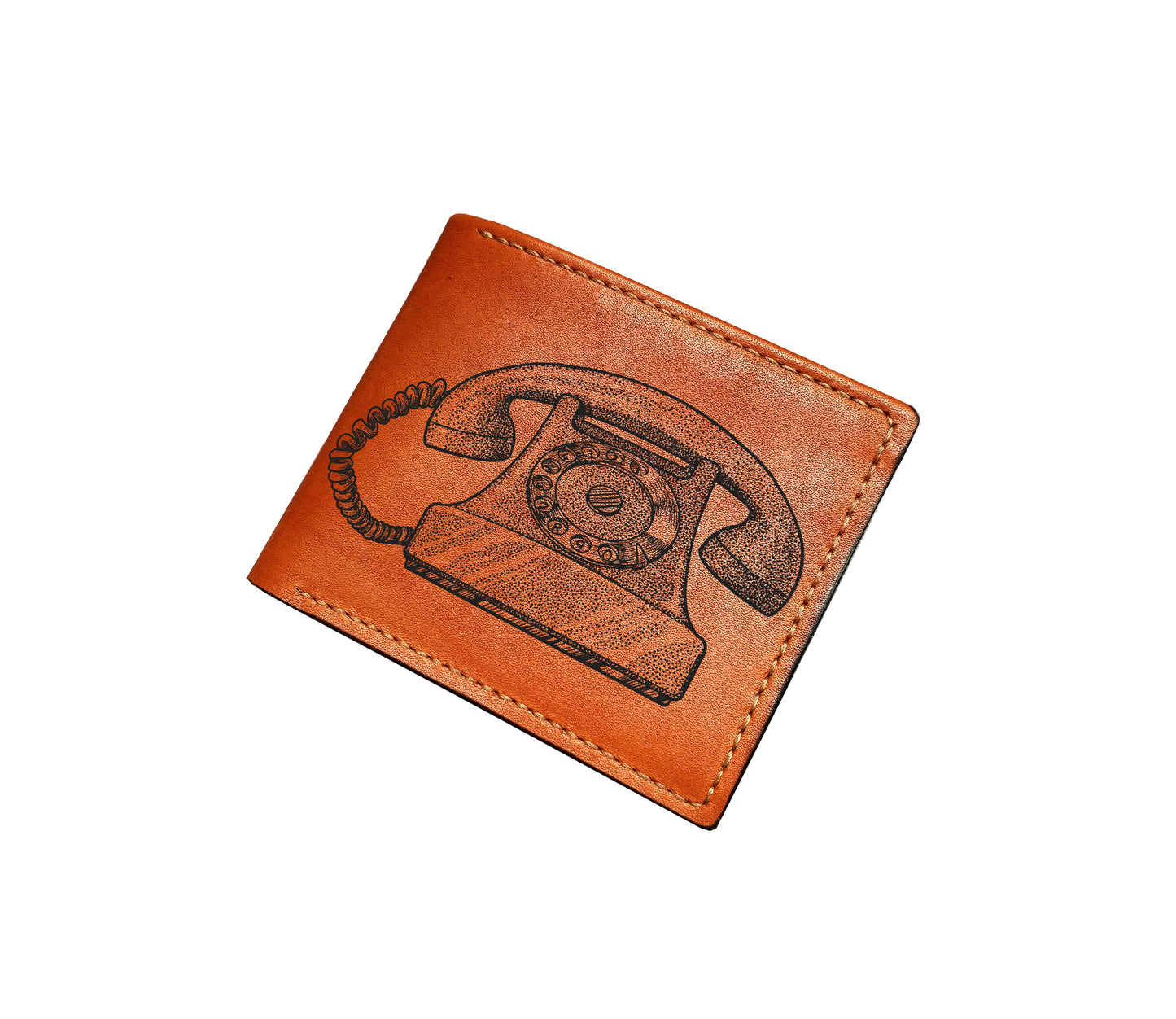 Mayan Corner - Vintage object retro style wallet, old typewritter drawing art wallet, customized leather handmade wallet, leather anniversary gift for him