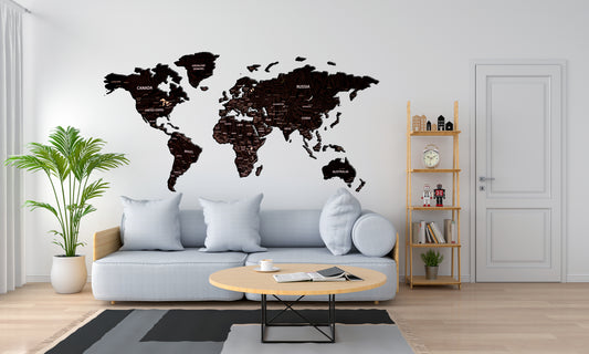 World map wooden map wall decor, wooden home decoration, wall art map, livingroom, kitchen, bedroom rustic decor - 03