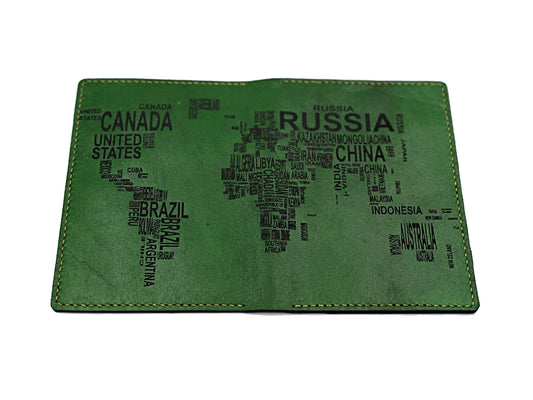 Personalized World map modern text Leather Passport Wallet, Passport Cover, Passport Holder, Custom family travel gift, Anniversary gift ideas