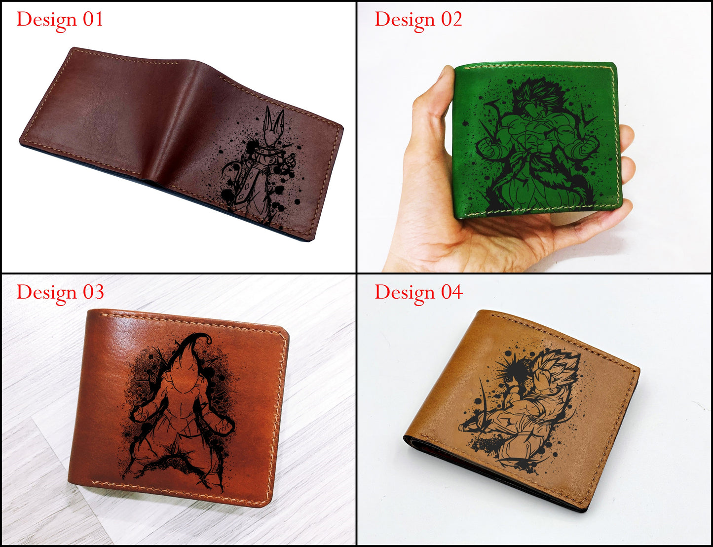 Mayan Corner - Dragon ball characters leather handmade wallet, Beerus God leather gift, customized gift for boyfriend, birthday anniversary present