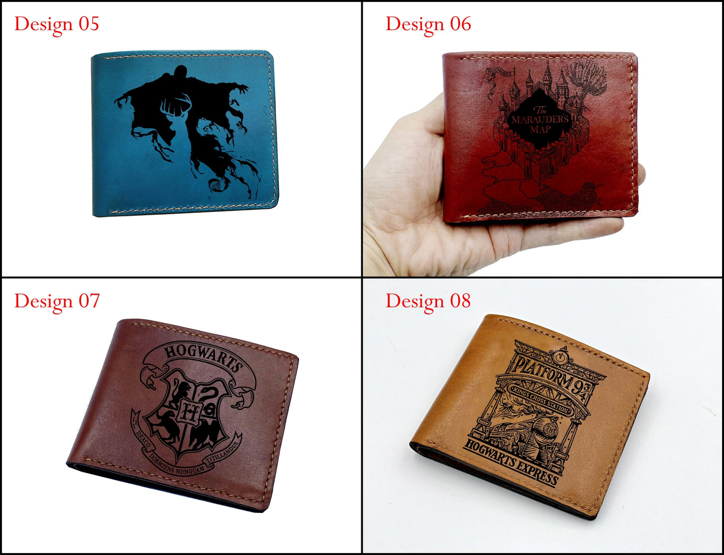 Mayan Corner - Harry Porter leather men wallet, Hogwarts houses logo engraving wallet, customized leather gift for dad, brother, husband